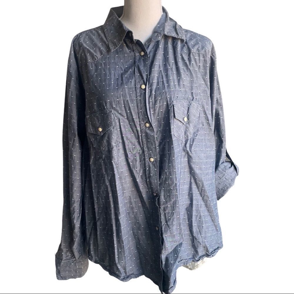 RU APPAREL button snap shirt w/ cuff or no cuff sleeves w/ laced back side